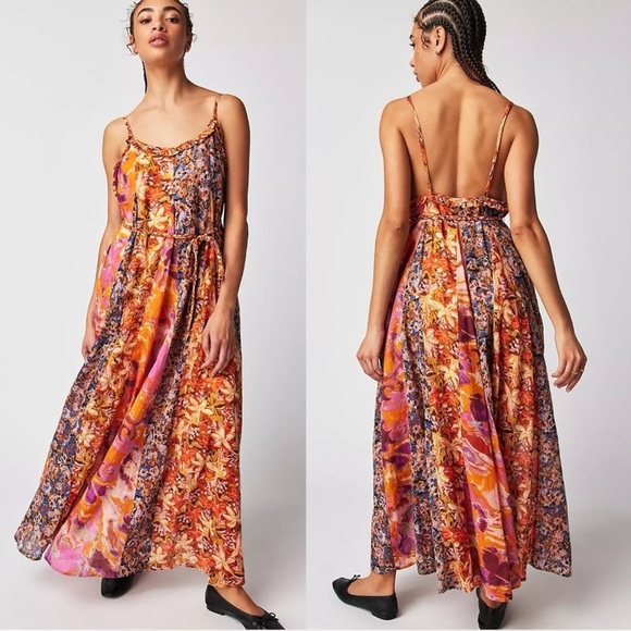 Free People Dresses & Skirts - Free People Moondive‎ Maxi Dress in Orange Combo Size XS